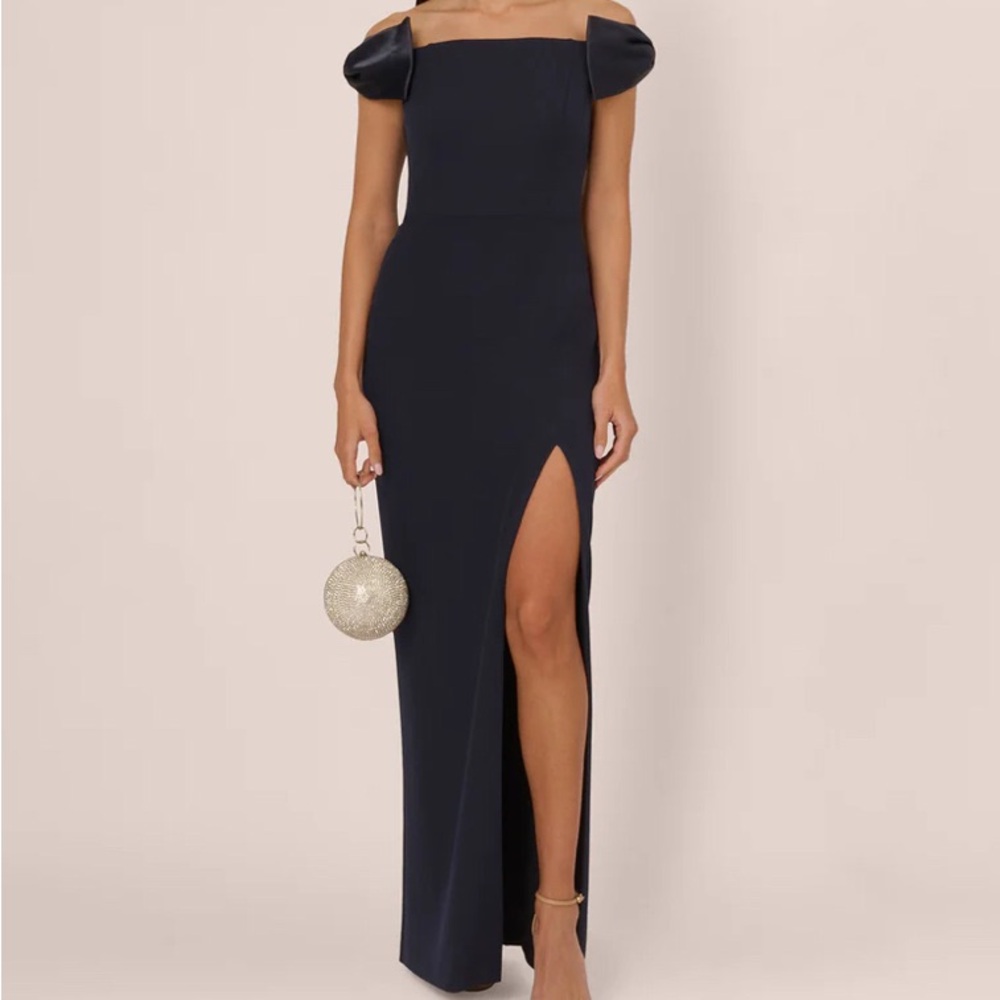 AIDAN AIDAN MATTOX Off The Shoulder Satin Bow Gown